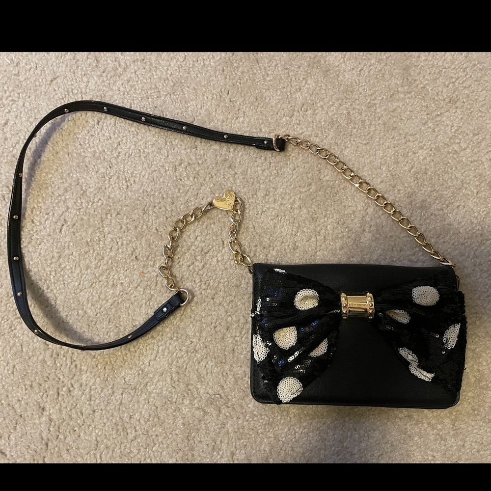 Betsey Johnson Black, Sparkle Bow Purse